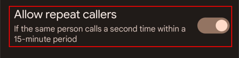 allow repeated caller Android