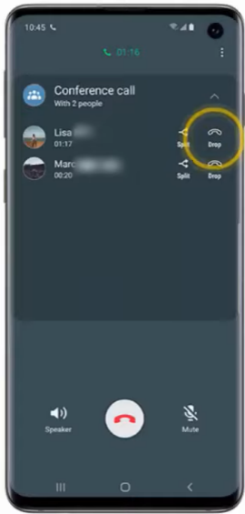 Android conference call drop remove a person