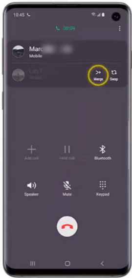 Android conference call merge call
