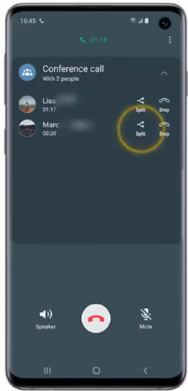 Android conference call split call