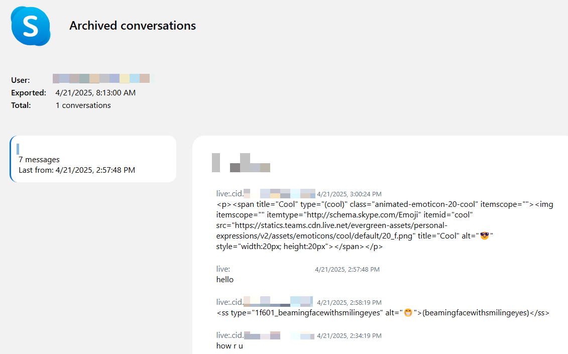 check Skype chat history