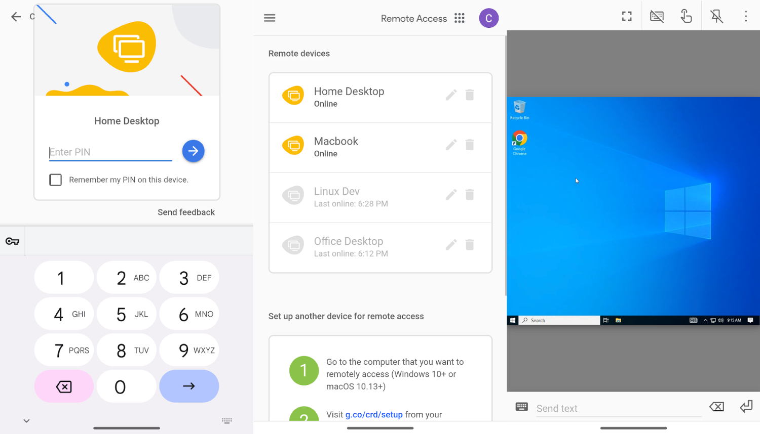 Chrome Remote Desktop app