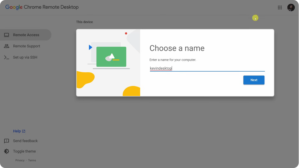 enter a name for your device