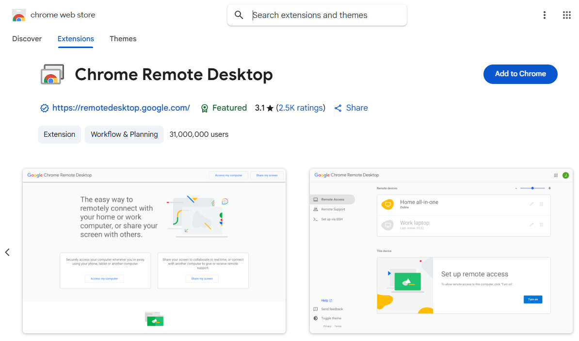 chrome remote desktop extension