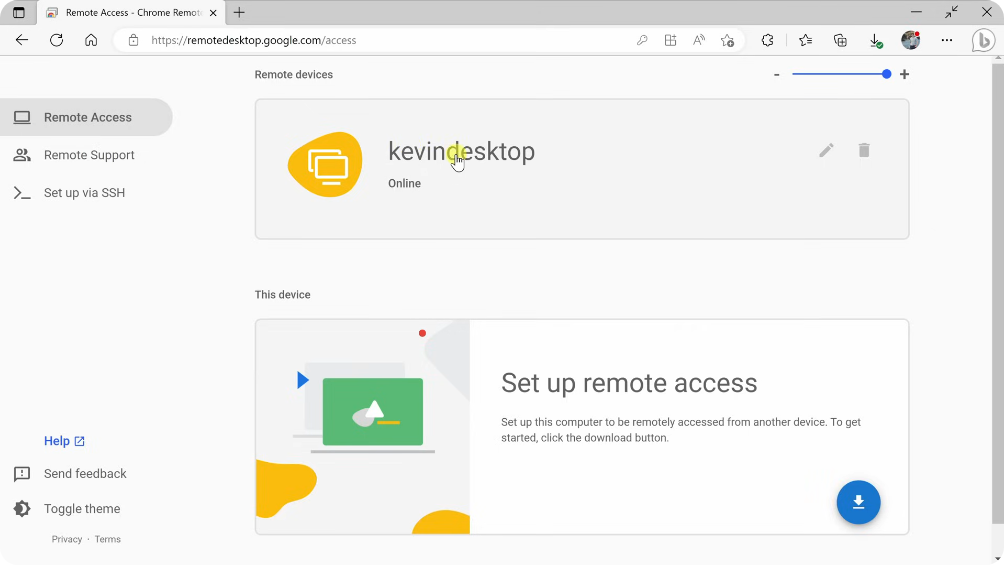 Chrome remote desktop choose remote device