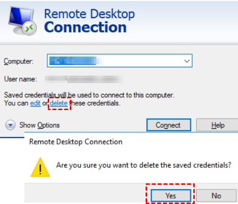 delete rdp credentials