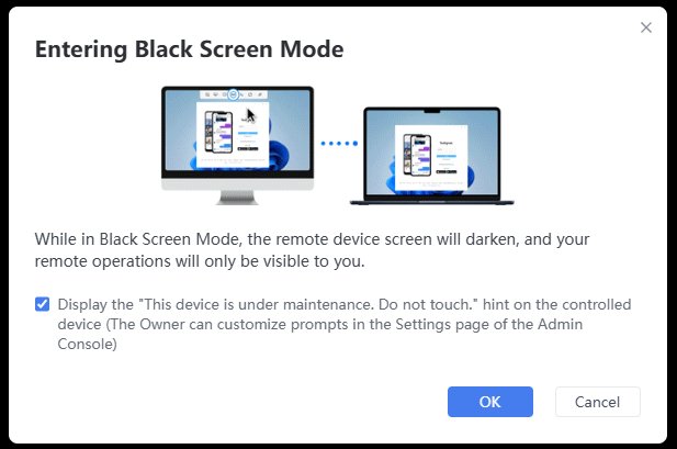 enable black screen mode