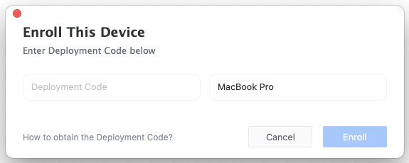 enter deployment code