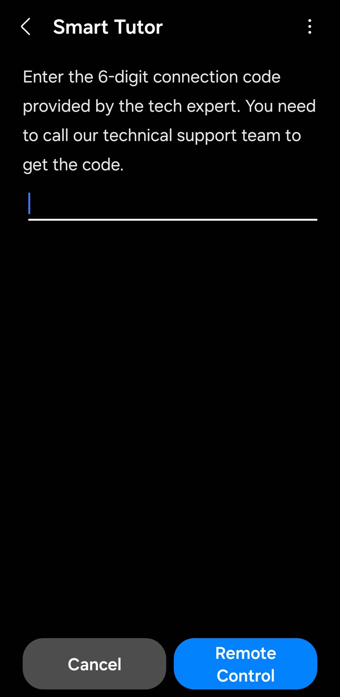 enter connection code and tap remote control