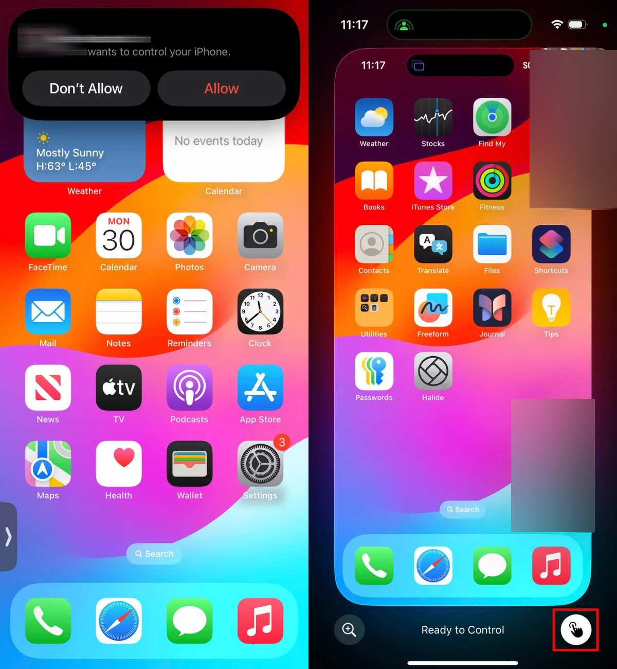 remotely control iPhone from another iPhone using FaceTime