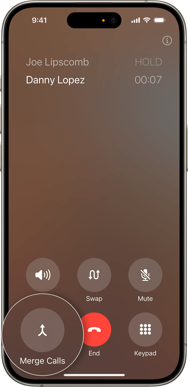 merge calls on iPhone 3 way call