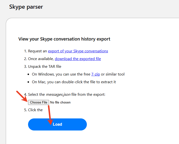 Skype parser load file