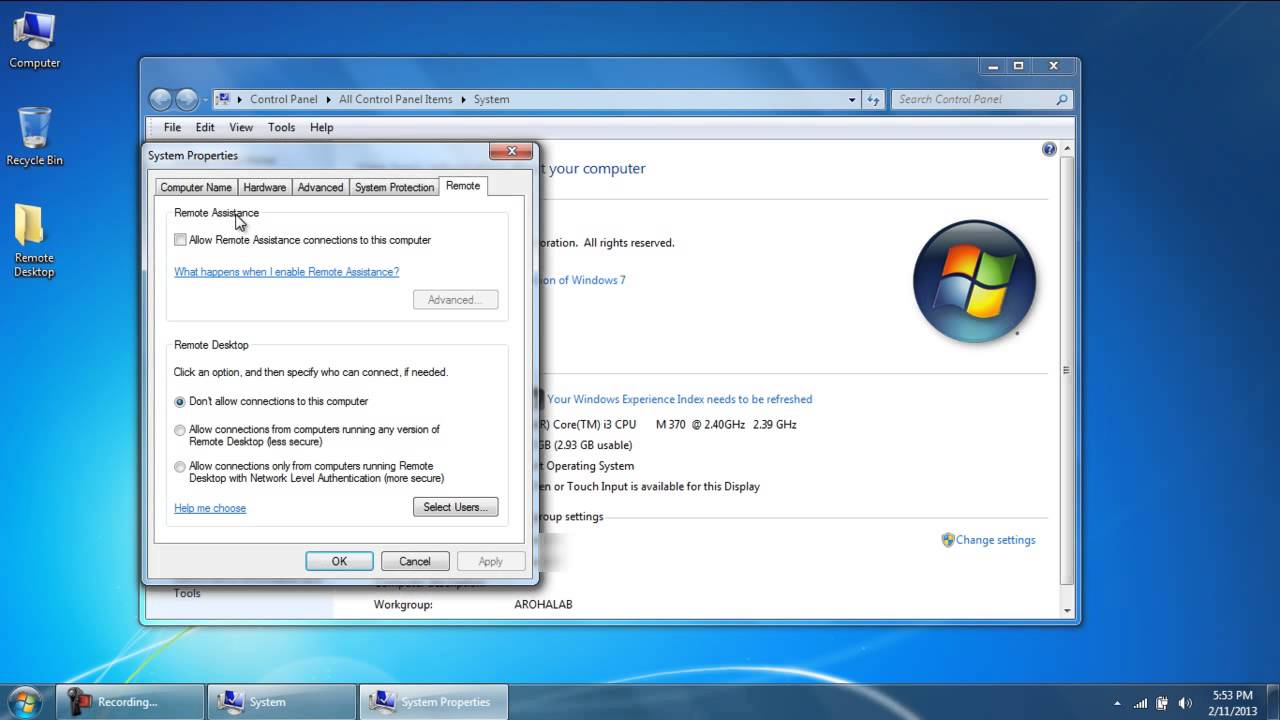 Remote Desktop Windows 7