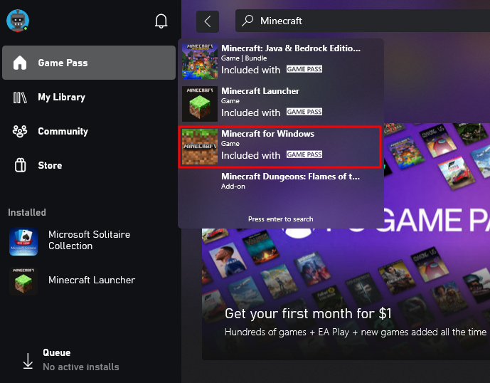 Minecraft for Windows + Launcher option