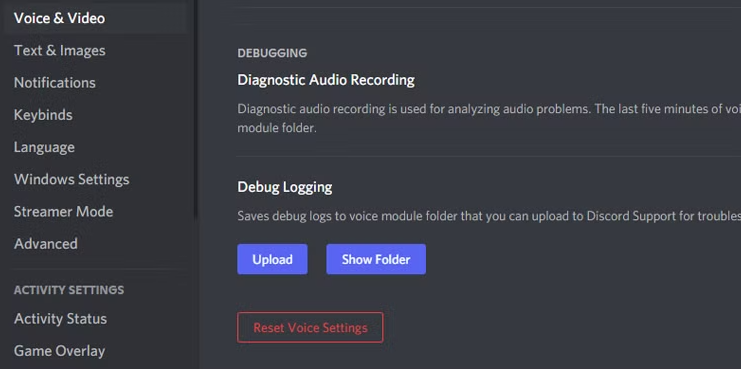 Reset Voice Settings