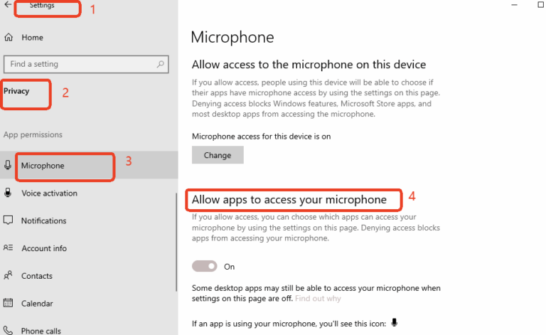 allow apps to access microphone