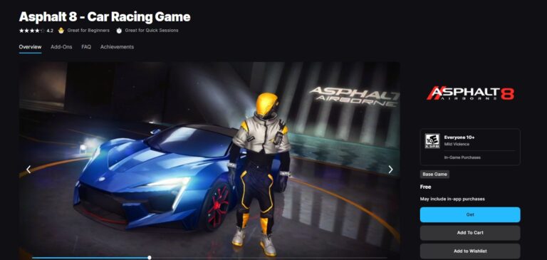 asphalt 8 on epic games store