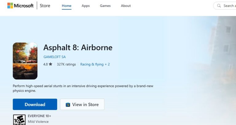 asphalt 8 on microsoft store