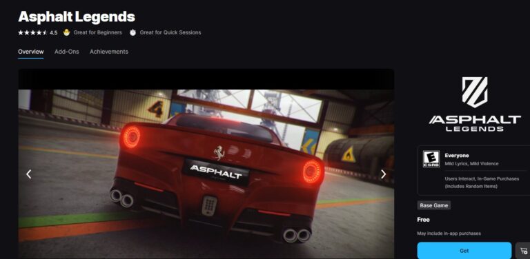 asphalt 9 on epic games store