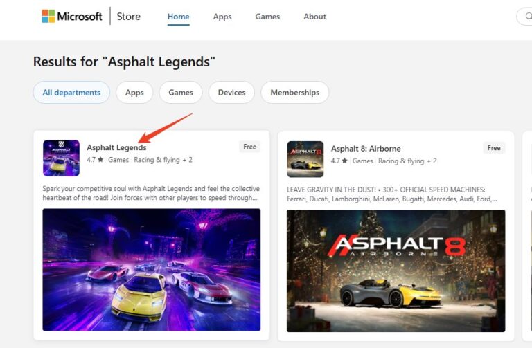 asphalt 9 on microsoft store