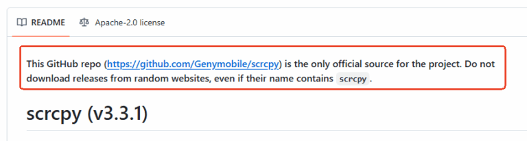 be aware of fake scrcpy sites