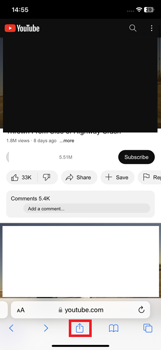 share button in Safari