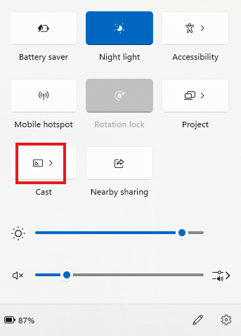 click cast on your PCs taskbar