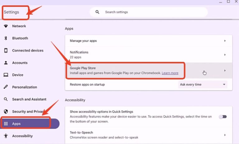 enable google play store on chromebook
