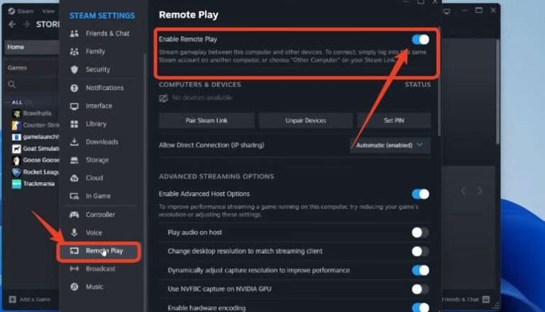 enable remote play