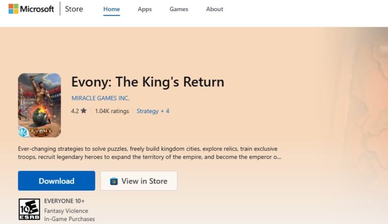 evony on Microsoft store