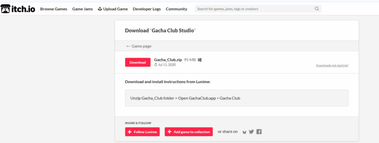 gacha club download on itch.io