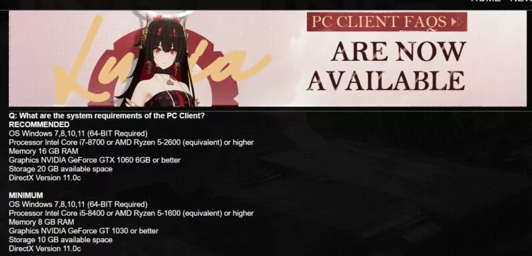 system requirements