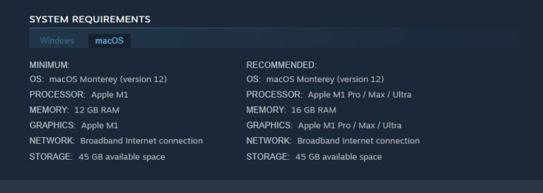 system requirements for Steam Mac