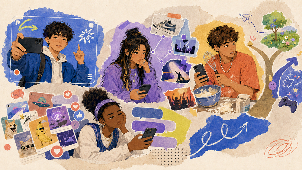 Gen Z teens immersed in social media and online culture