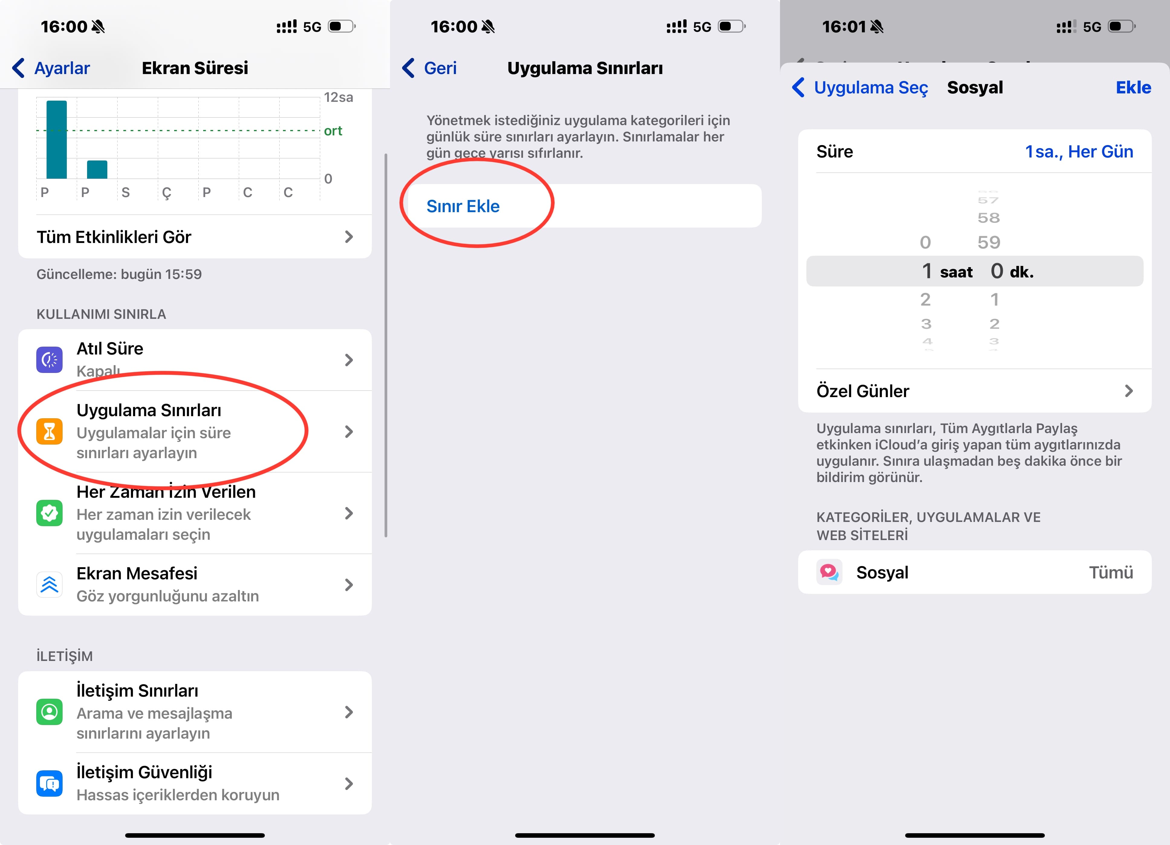 iPhone'da süre sınırı ekleme