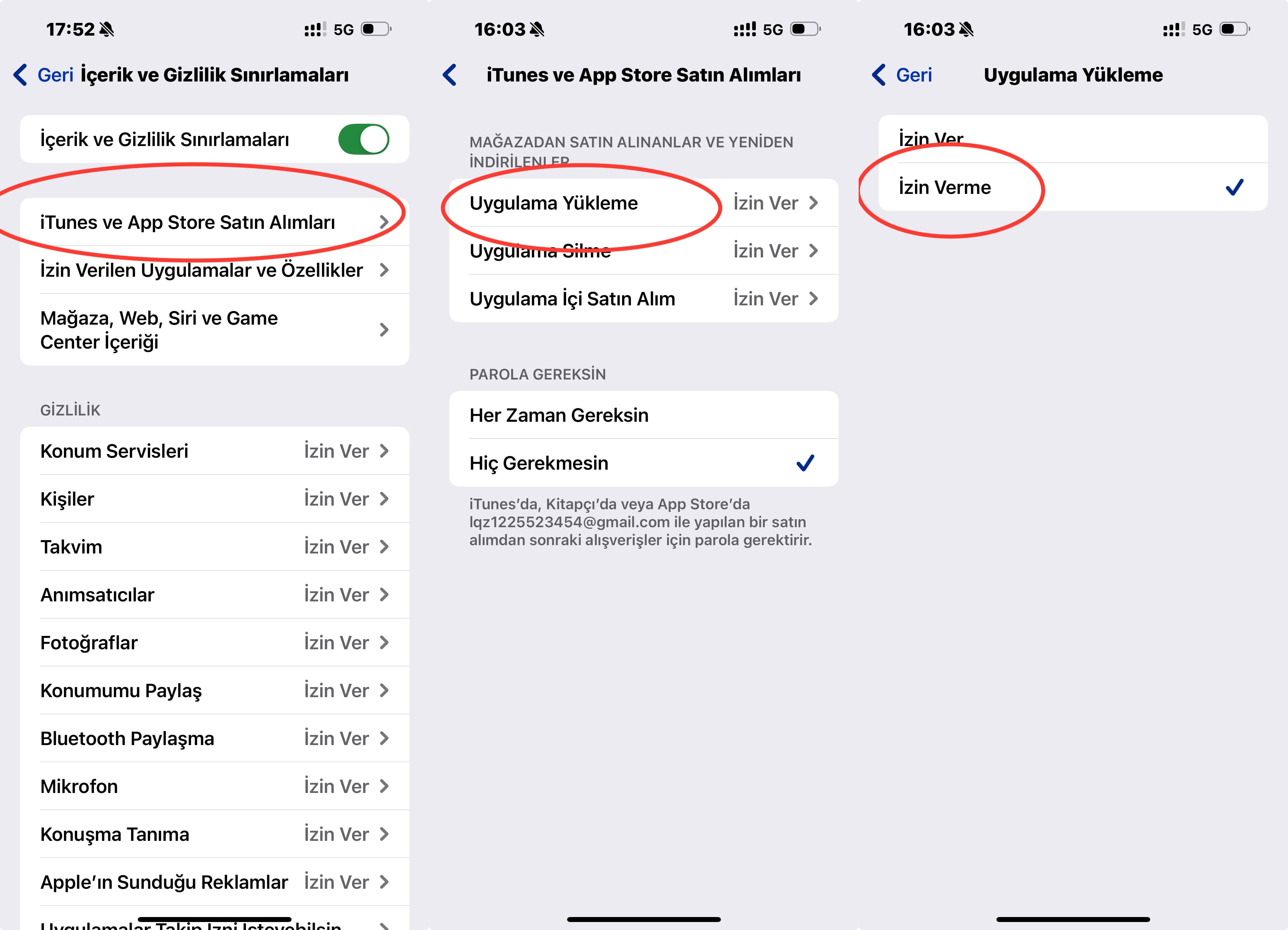 iPhone'da uygulama yüklemeye izin vermeyi kapatma