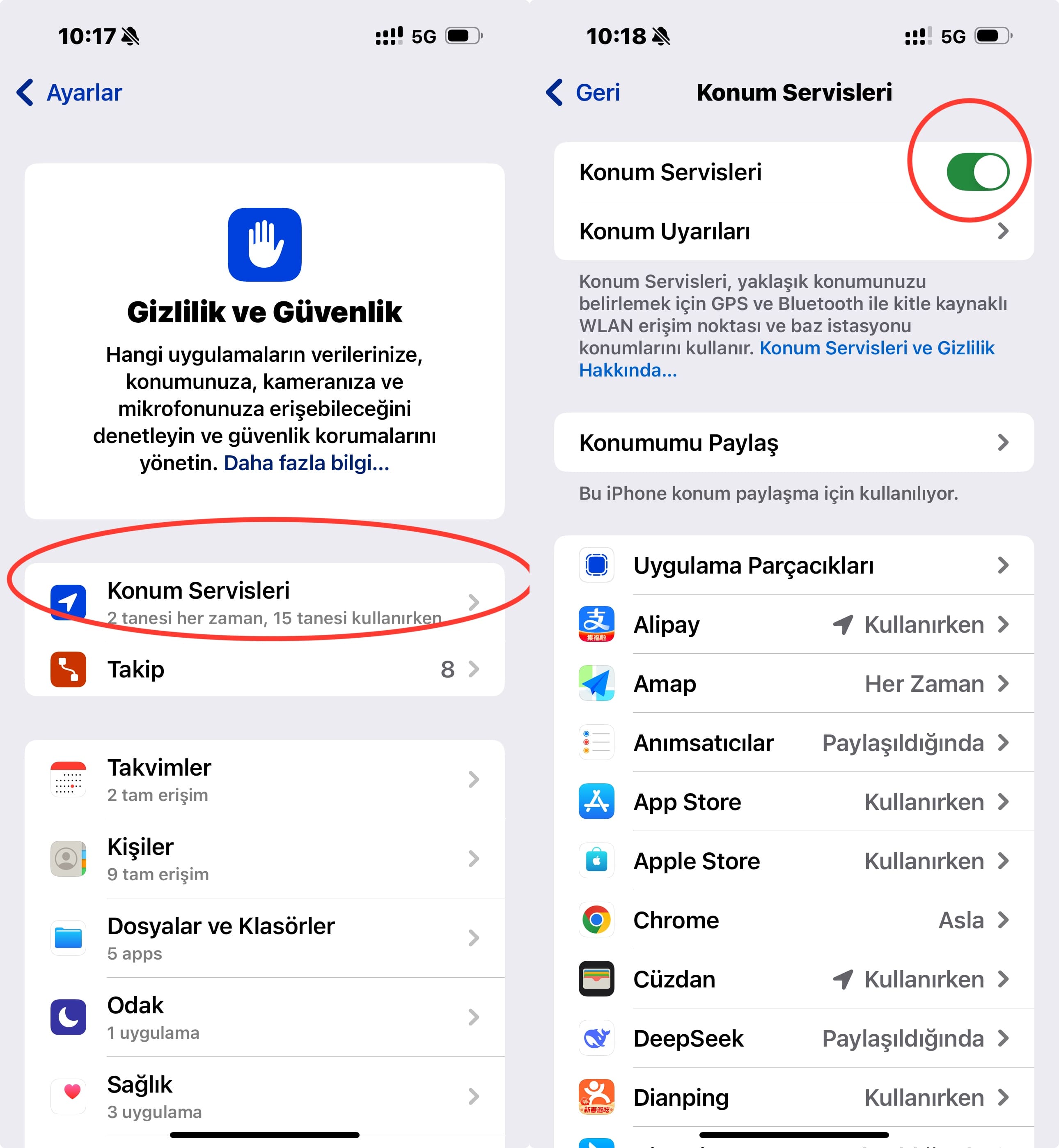 Konum Servislerini sıfırla