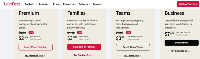 LastPass pricing