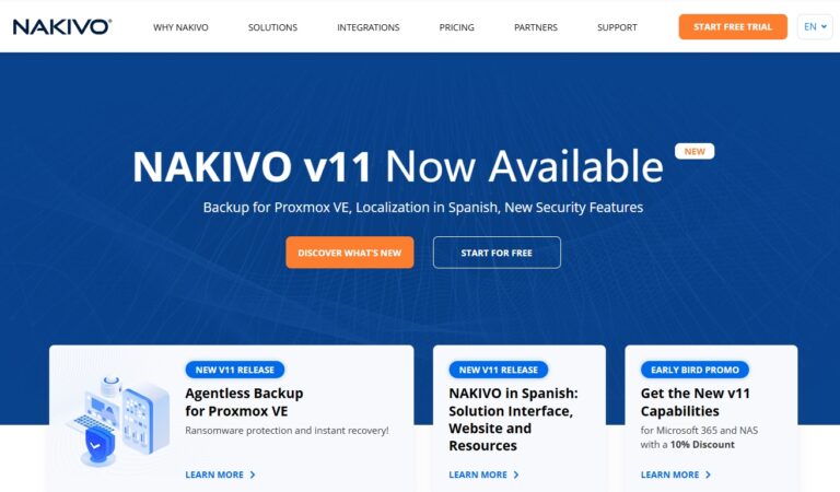 Nakivo home page