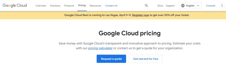 google cloud pricing