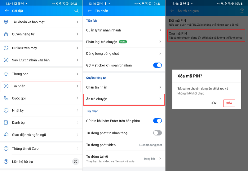 Đặt lại mã PIN