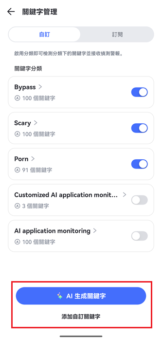 生成關鍵字