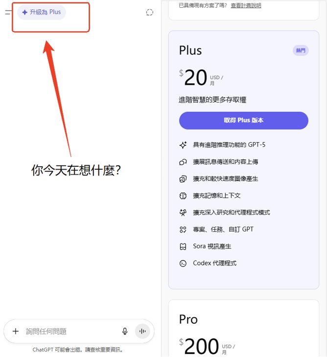 購買 ChatGPT 付費版