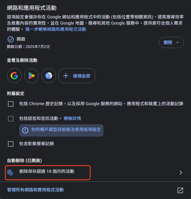 自動刪除Google搜尋紀錄