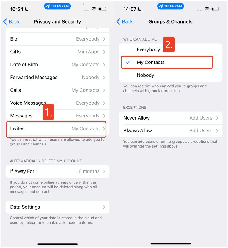 僅允許 Telegram 好友拉群