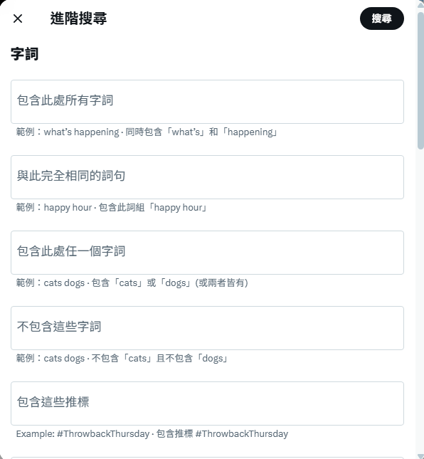 X 進階搜尋